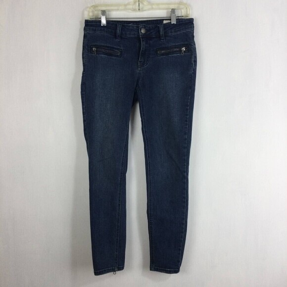 Free People We The Free Jet Pocket Zip Skinny Ankle Blue Denim Jeans Size 28 - Picture 10 of 10